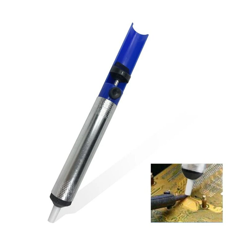 1pc de alumínio solda otário desoldering bomba ferramentas sucção estanho caneta dispositivo remoção azul vácuo ferro solda desolder mão ferramentas