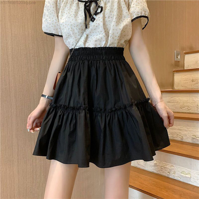Summer 2023 Skirts Ruffles Mini Skirts Women Fashion Harajuku High Waist A Line Stitching Preppy Skirts Student Lady Sexy Dress