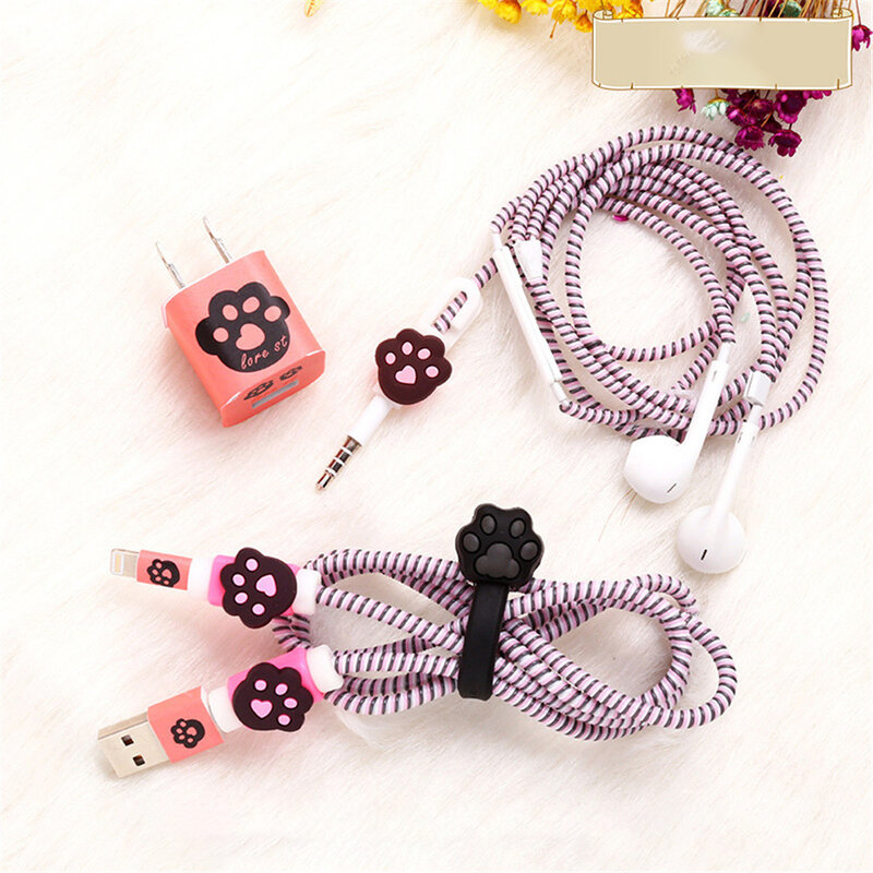 5pcs/set Mobile Phone Earphone Protector Set Cable Protective Cover For iphone 7/8/x Charger Sticker Earphone Cable Winder