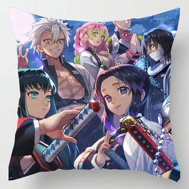 Anime Demon Slayer: Infinite Train Cushion Cover Japan Kamado Tanjirou Nezuko Throw Pillow Case Home Decor Sofa Car Pillow Cover