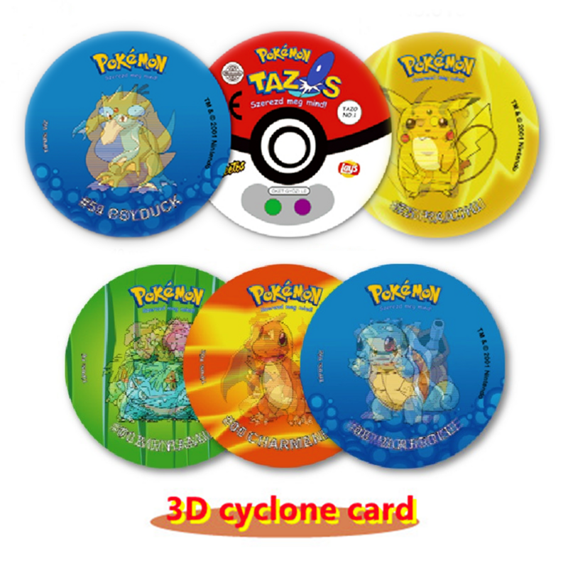 Hologrógrafo 3D de Pokémon, 81-160 piezas, tarjeta de Tazos poco común brillante, 1ª edición, 1996, inglés, parpadeo, Mewtwo Pikachu, colección, caja Original