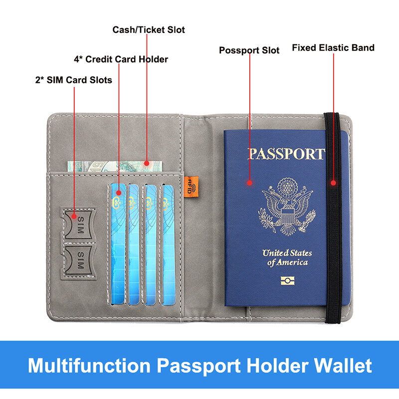 Reisepass Luxus Leder Reise Brieftasche Multifunktions Karteninhaber RFID Kreditkarte Schutzhülle Dropshipping