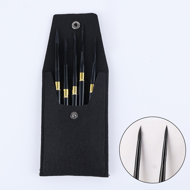 6pc Artist Black Handle Paint Brush Detail Line Watercolor Painting Brushes With Brush Bag For Gouache Acrylic Painting Wash Mop
