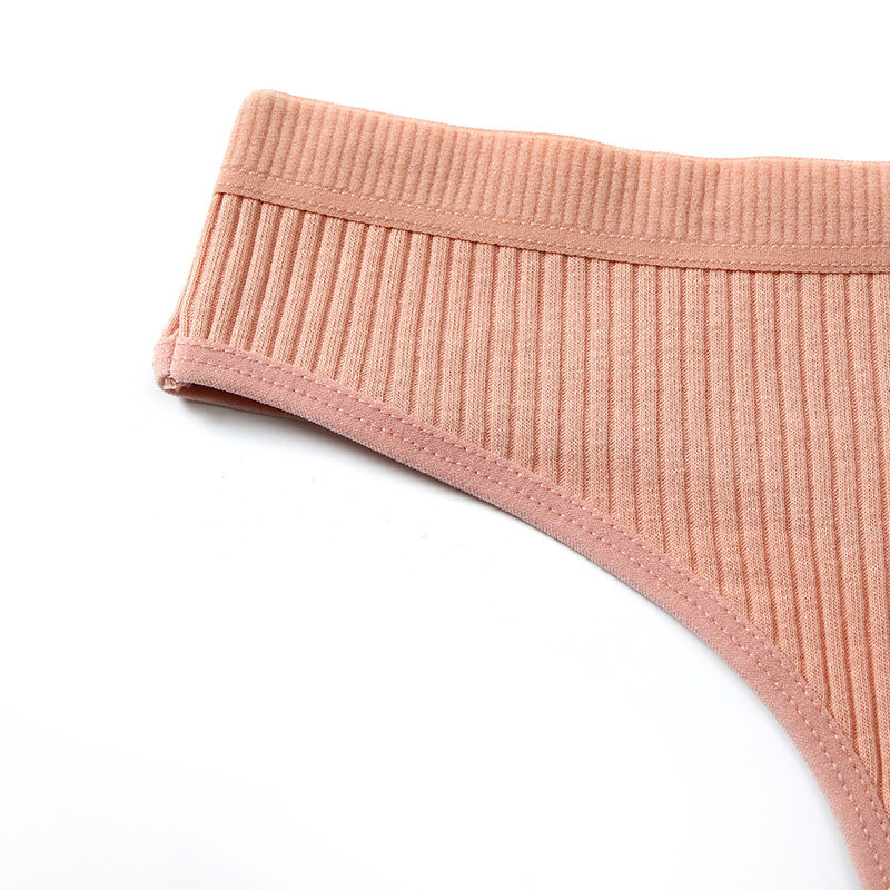 Frauen Höschen Nahtlose Rippen Thongs Low Taille Unterhose Komfortable Baumwolle G-strings Fester Farbe Unterwäsche Weibliche Dessous
