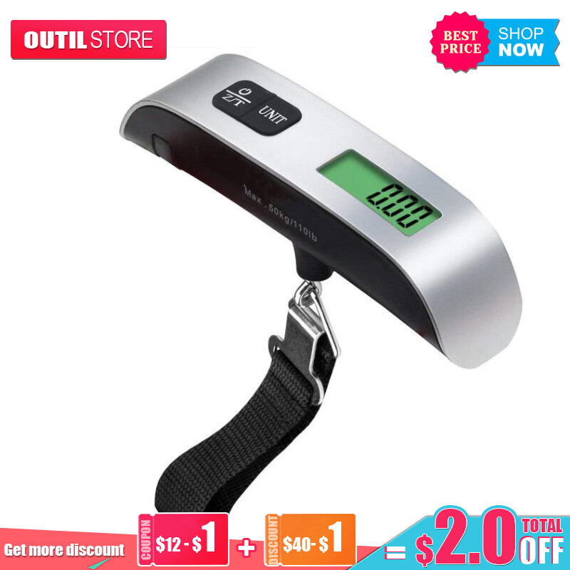 Luggage Scale 110lb/50kg Electronic Digital Portable Suitcase Travel Weighs Baggage Bag Hanging Scales Balance Weight LCD