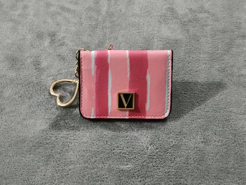 Casing tempat kartu tanda tangan merah muda, dompet gantungan kunci, dompet koin baru, VS