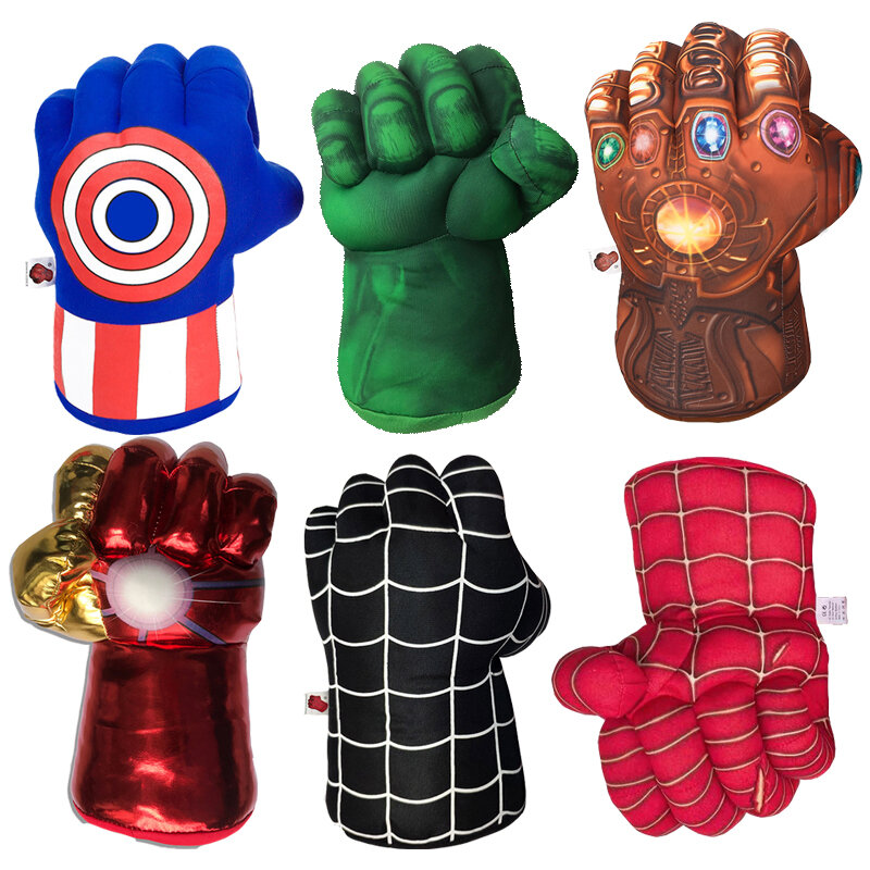30cm Spiderman pluszowe zabawki Avengers Iron Man Hulk rękawce thanosa Plushie miękkie wypchana lalka dzieci prezent dla chłopców dzieci Cosplay