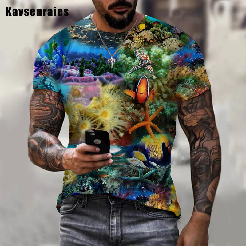 T-shirt con stampa 3D di Design di pesci del mondo subacqueo di alta qualità uomo donna moda Casual manica corta Streetwear top oversize
