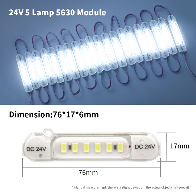 Módulo LED 20 piezas 5730SMD, luz impermeable de 6Leds, 12V, 24V, para señal de Proyecto de letra, freno, advertencia trasera, luz lateral