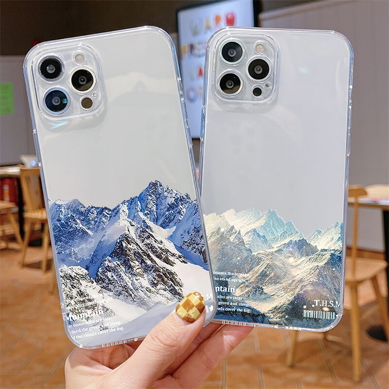 INS Vintage Mountain Phone Case For iPhone 11 12 13 Pro MAX 8 7 6s 6 Plus 13 12 Mini X XR XS MAX Lens Protective Funda Coque