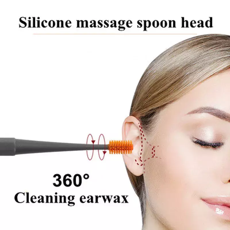 1 conjunto ferramenta de remoção de cera de orelha varas de limpeza de orelha removedor de cola de silicone escolha de orelha dupla cabeça limpador de ouvido 360 ° cotonete espiral