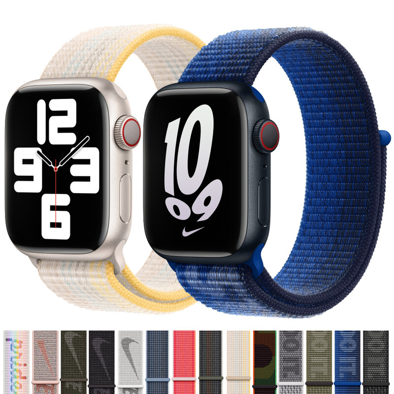 Nylon Loop Strap for Apple Watch Band 49mm 45mm 44mm 42mm 40mm 41mm 38mm Bracelet correa for Iwatch Series 8 7 6 5 SE Ultra band