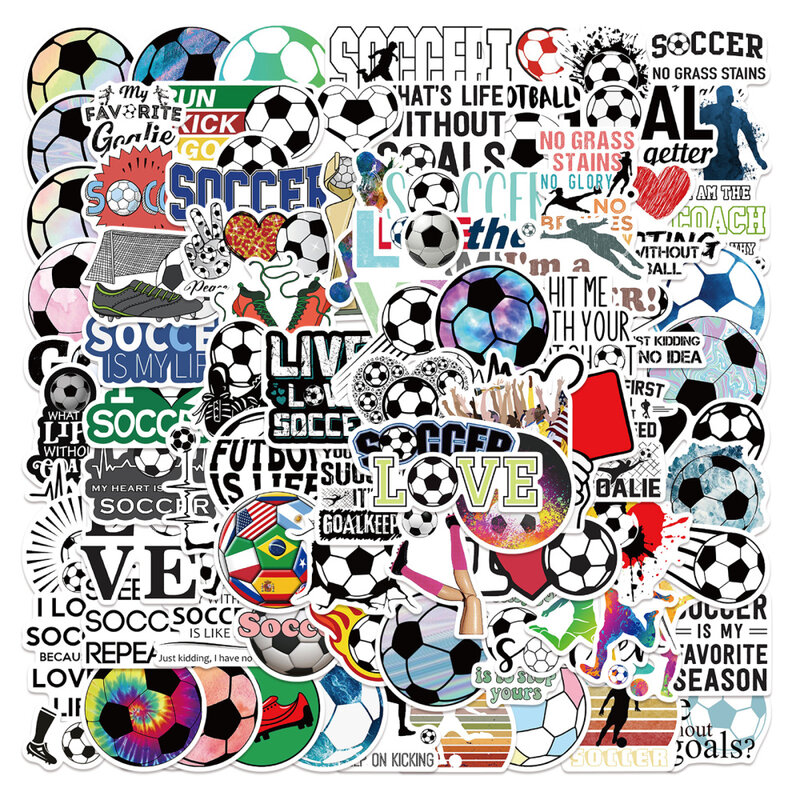 10/30/50/100PCS Cartoon Fußball Aufkleber Decals für Gepäck Laptop Telefon Motorrad Fußball Aufkleber Wasserdicht kinder Spielzeug