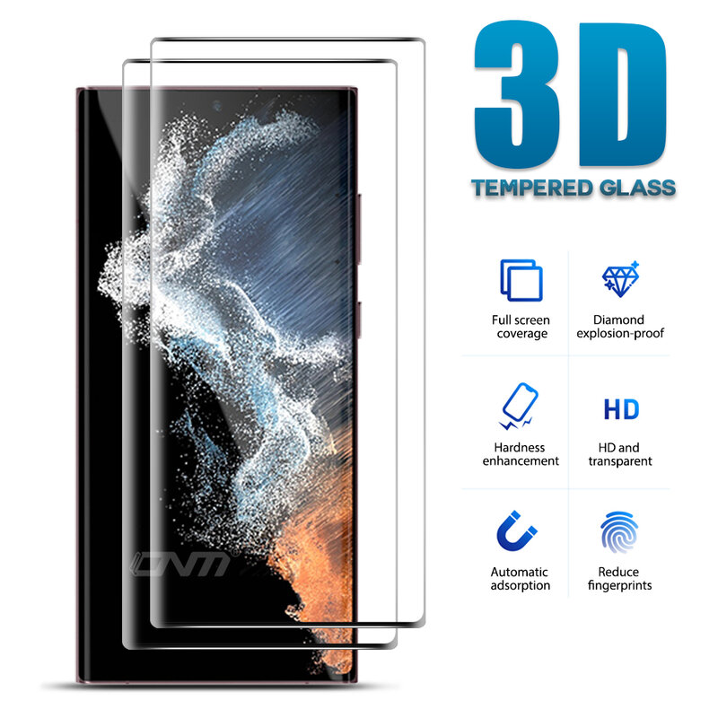 3d vidro temperado película protetora para samsung galaxy s21 s22 ultra curvo borda cobertura completa protetor de tela acessórios