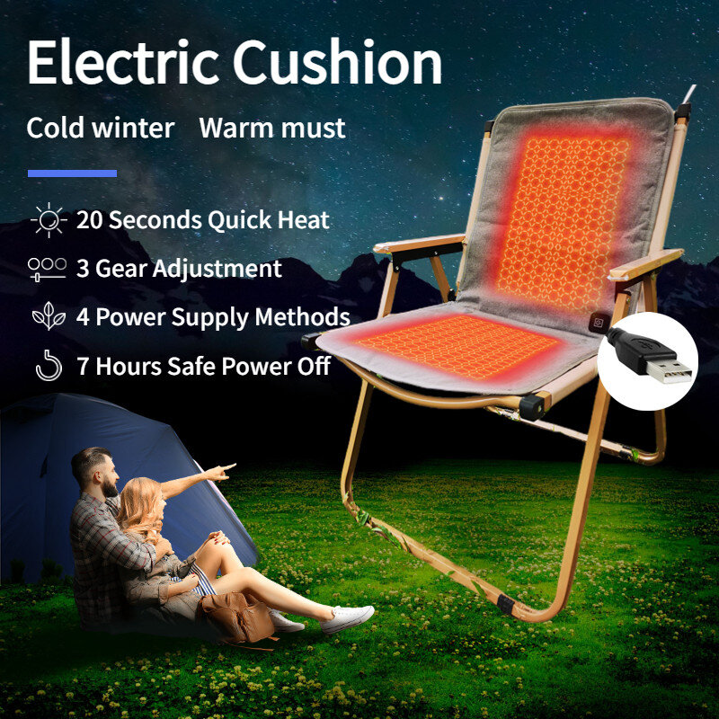 Usb aquecida assento almofada 3 nível escritório escola ao ar livre cadeira de carro almofada poupança energia aquecimento pet coxim cobertor elétrico