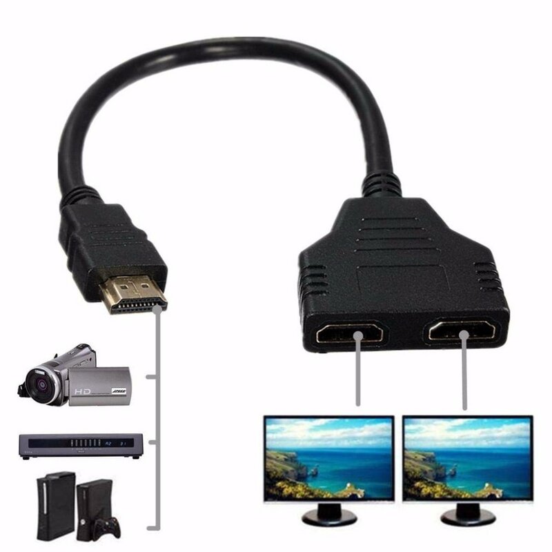 RYRA-Cable divisor Compatible con HDMI, conmutador de vídeo HD 1080P, adaptador de puerto de salida Hub para x-box, PS3/4, DVD, HDTV, PC, portátil, 1 entrada, 2
