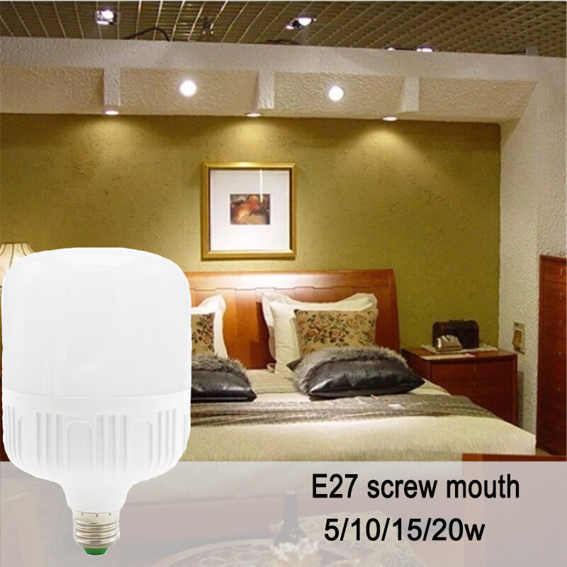 AC 220V LED Bulb 5/10/15/20W Household Plastic Bulb Energy Saving Bulb Suitable for Bedroom and Living Room Decoration