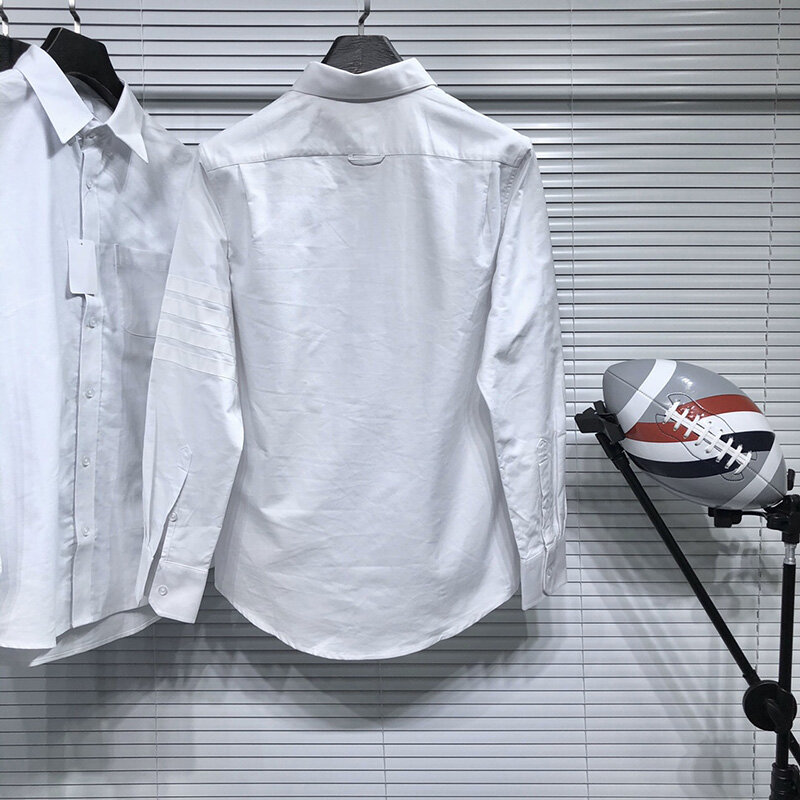 TB THOM 남성용 긴팔 슬림 셔츠, 단색 캐주얼 셔츠, 턴다운 칼라, 옥스포드 럭셔리 브랜드, 고품질 남성 의류
