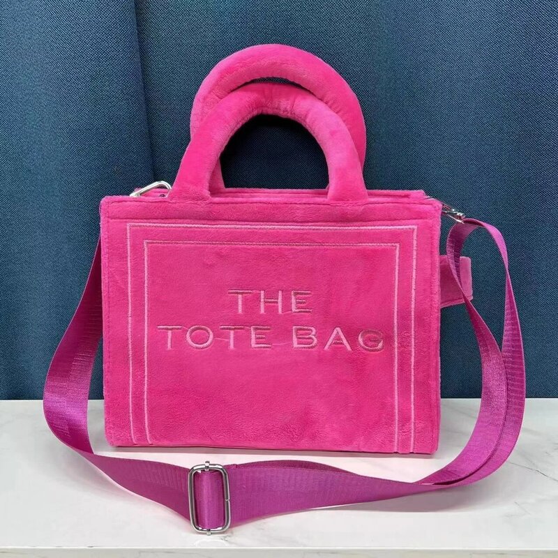 Faux Fur Letter Tote for Women Plush Shoulder Crossbody Bag Fashion Small Handbags Designer Female Shopper Top-Handle Bags Ins
