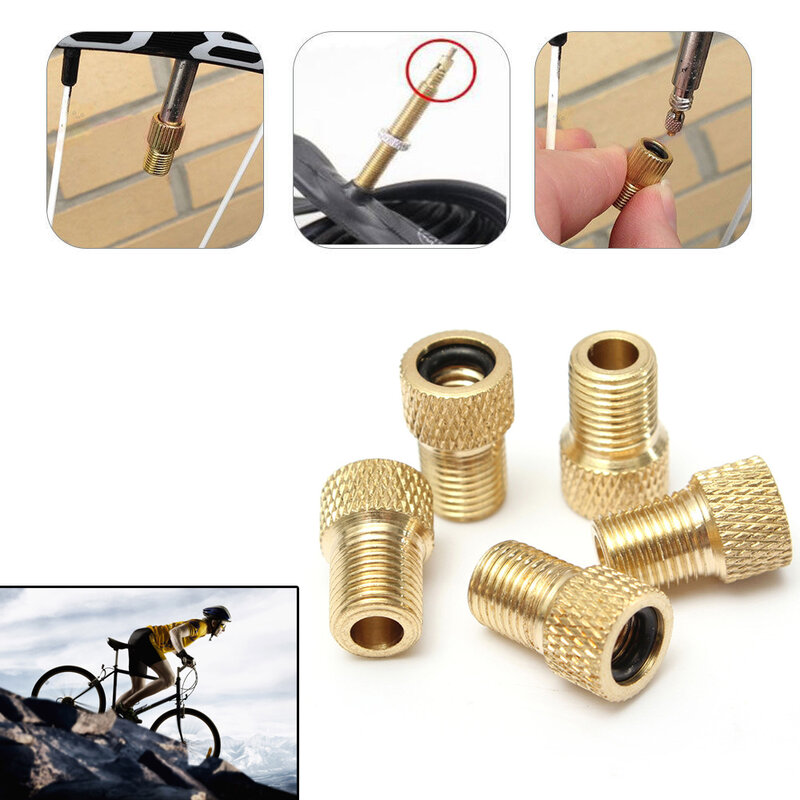 10pcs/set Bicycle Valve Adapter Caps Air Pump Road Bike Inner Copper Valve Adaptor Wheels Gas Nozzle Tube Tools Accessories