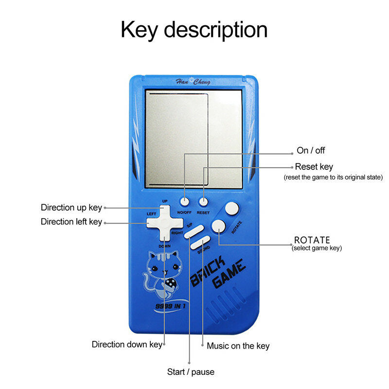Nuova macchina da gioco portatile classica Tetris Game Console di gioco per bambini giocattolo riproduzione di musica Video retrò giochi di piacere per bambini Player