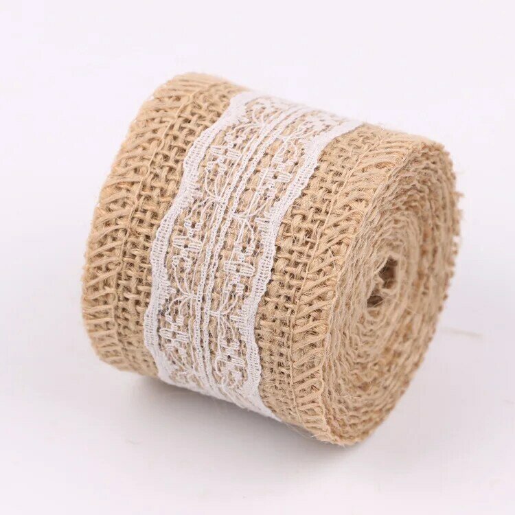 Burlap Ribbon Rolls with Lace Jute Twine for DIY Handmade Wedding Party Crafts