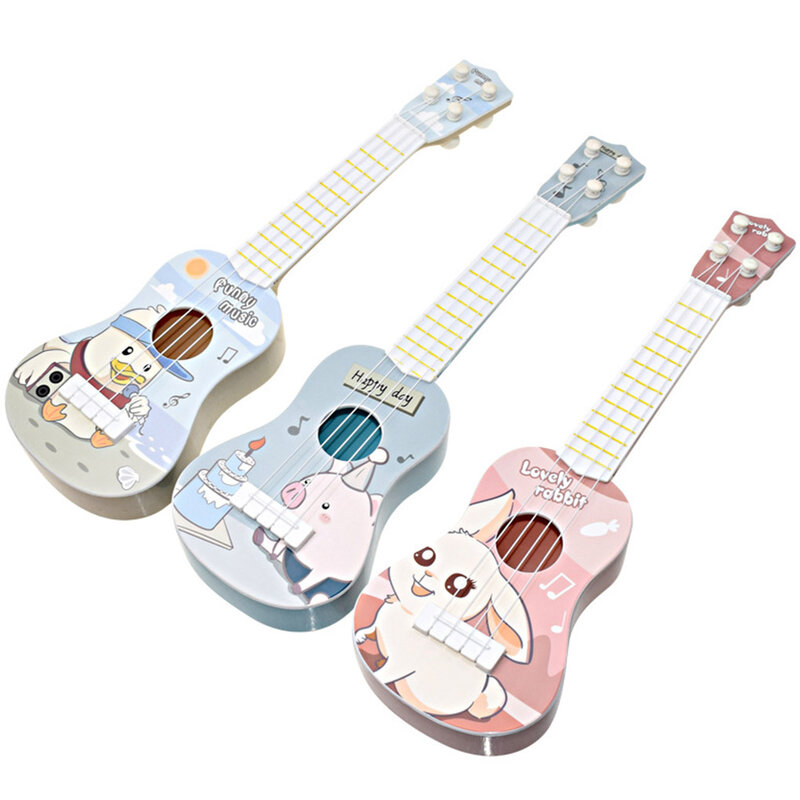 Ukelele de diseño de dibujos animados para niños, guitarra Adorable de 4 cuerdas para niños, instrumento Musical educativo temprano, tipo 6