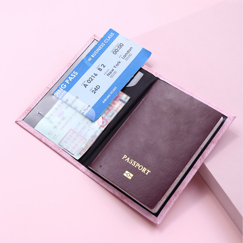 Sampul Paspor Kulit Lucu Wanita Baru Tiket Pesawat untuk Casing Dompet Penyimpan Paspor Travel Kartu