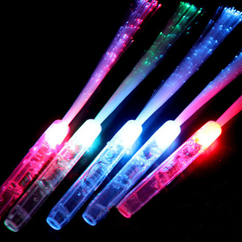 Baguette lumineuse LED en fibre optique, colorée, magique, dégradée, à piles, clignotante, accessoire pour soirée, aléatoire