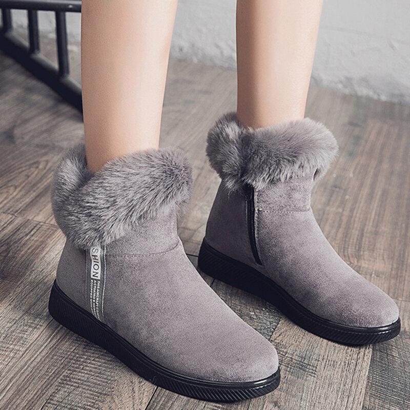 Botas de plataforma para Mujer, zapatos informales de nieve con cremallera, botines de felpa Punk para invierno