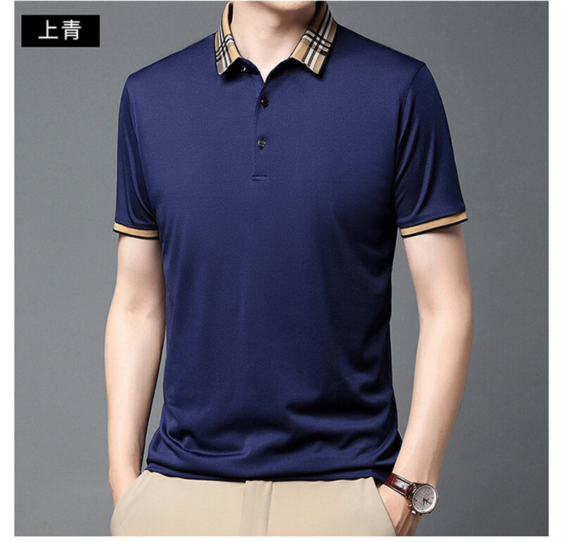New Men's Solid Color Polo Shirt Short -sleeved POLO Shirt and Men's Casual Street Clothing 2022 Summer Male Top