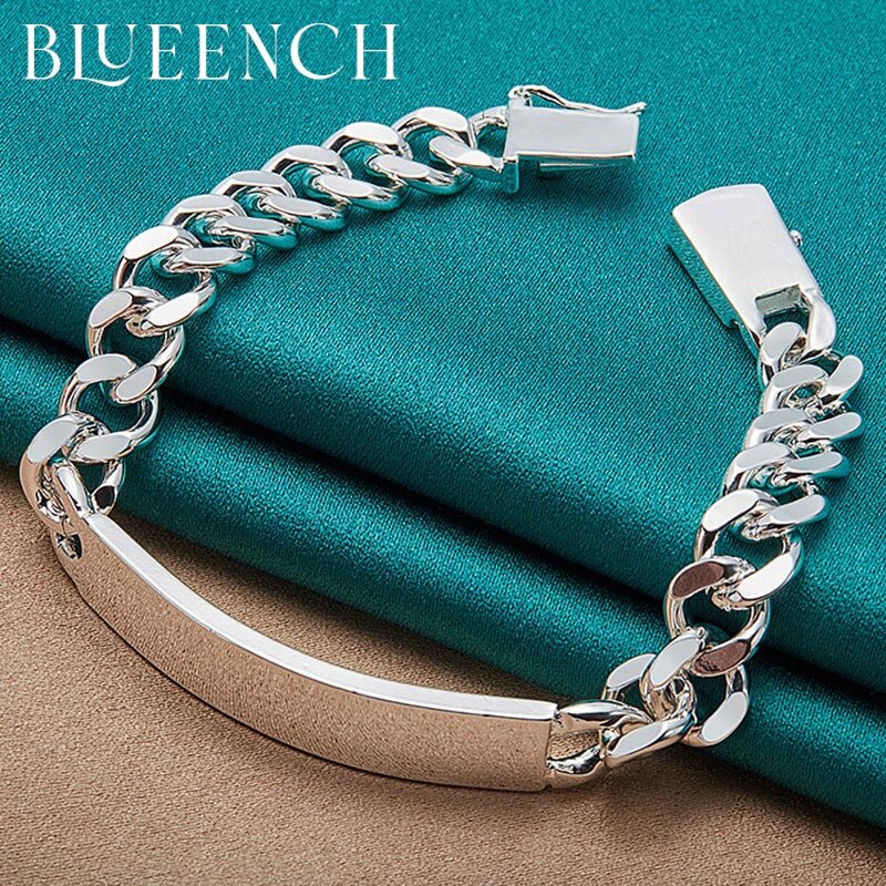 Blueench 925 Sterling Silver gruby łańcuch koń bicz bransoletka nadaje się do męskiej kobiet Hip Hop EuropeanAmerican Trendy biżuteria
