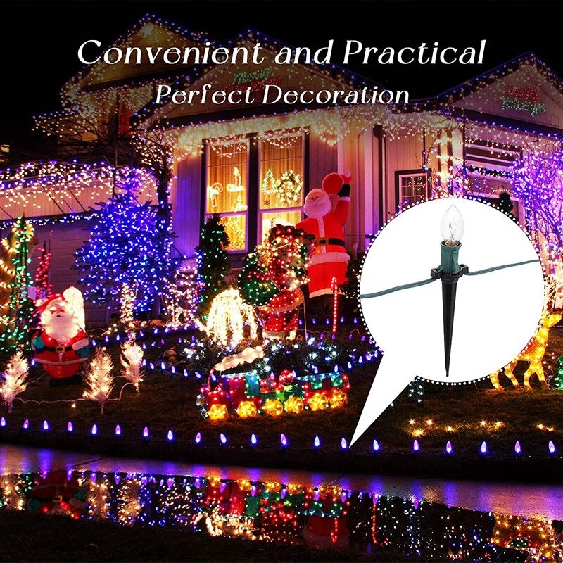 New 60 Pieces Christmas Light Stakes Black 5 Inches Plastic Light Stakes Compatible With C7, C9 Lights Holiday Outdoor Lawn