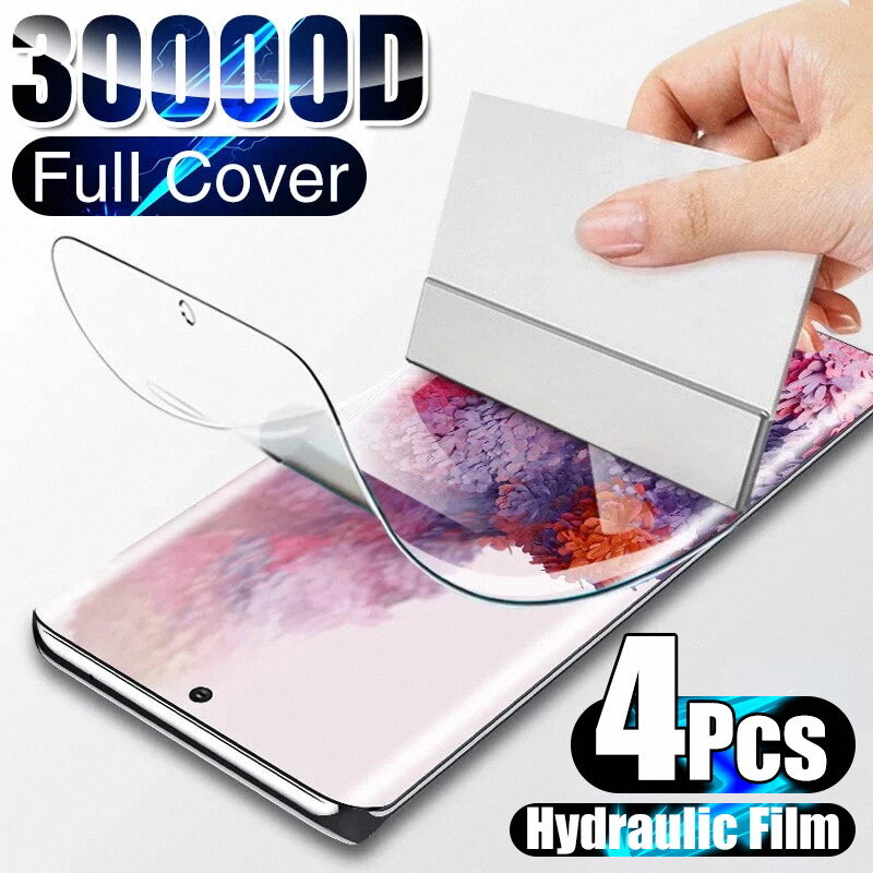 4 Buah Film Hidrogel Pelindung Layar untuk Samsung Galaxy S10 S20 S9 S8 S21 Plus Pelindung Layar Ultra untuk Note 20 8 9 10