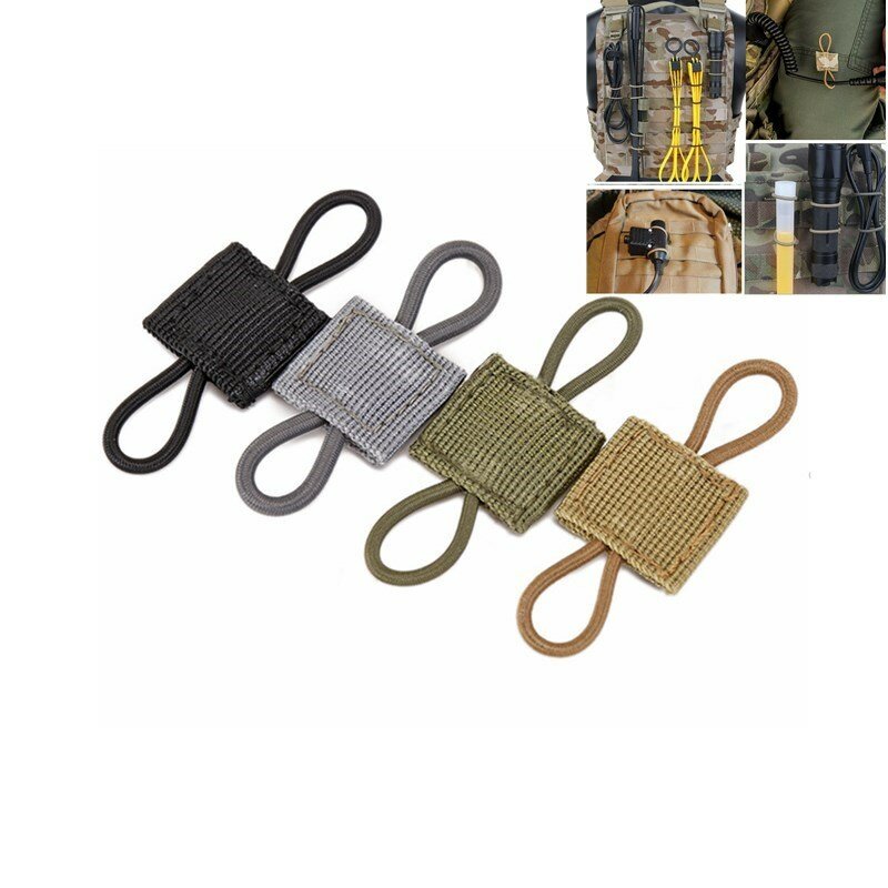 4 PC Tactical MOLLE Elastic Molle Ribbon Buckle Tactical Binding Retainer for Antenna Stick Pipe Elastic Rope Webbing Buckle