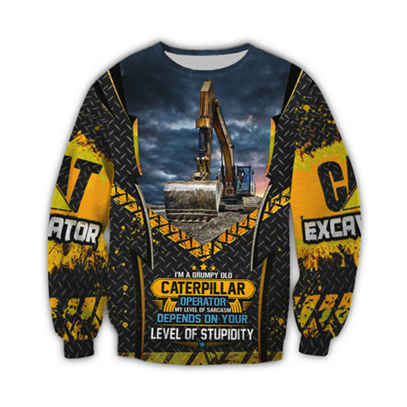 Funny Excavator Equipment 3D All Over Printed Men Zip Jacket Unisex Casual Sweatshirts Autumn Winter Fashion Hoodie