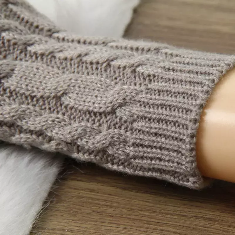 Meia dedo luvas para mulheres à moda mão mais quente luvas de inverno feminino braço crochê tricô falso lã luva sem dedos quente