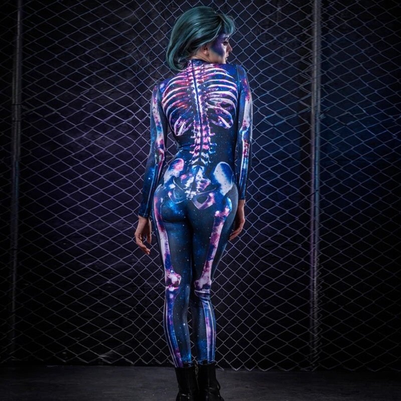 Body de Cosplay squelette pour femme, Costumes effrayants, pour fête de carnaval, Halloween