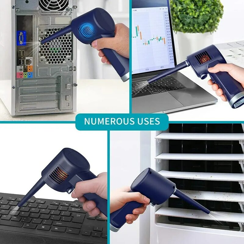 Air Duster с аккумулятором для очистки клавиатуры, 6000 мАч перезаряжаемый, беспроводной, мощный, энергоэффективный, заменяет