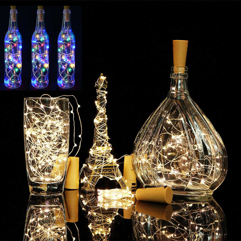 Guirlande lumineuse féerique en fil de cuivre 1M 2M, bouchon de bouteille pour artisanat en verre, lumières LED, noël, nouvel an, vacances, décoration