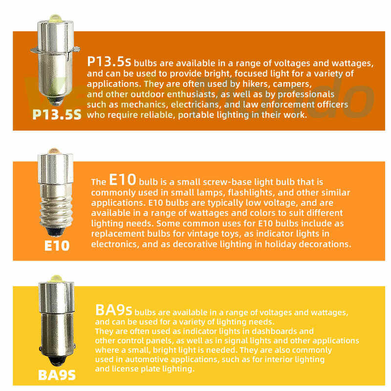 Bombillas de repuesto de linterna LED de alta potencia BA9S P13.5S E10 DC 6-24V 5W, 1SMD 3535, lámpara de trabajo de emergencia