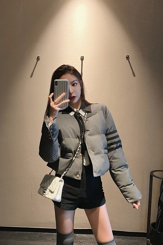 Женская короткая хлопковая куртка TB, зима 2022, Корейская версия, облегающая куртка с круглым вырезом, утепленная маленькая хлопковая куртка, пальто