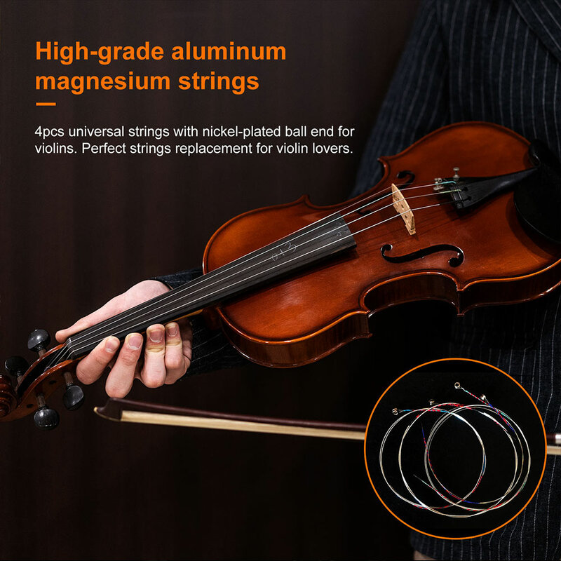Violin Strings Easy To Play Universal Portable Stainless Steel Convenient Lightweight Premium Material Aluminum Magnesium String