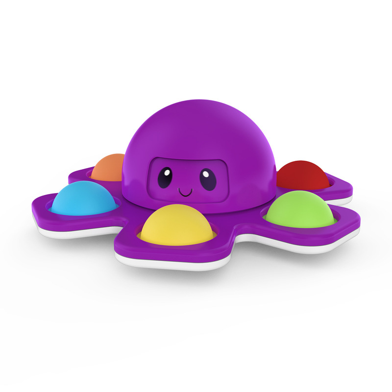 Juguetes para mascotas para aliviar el estrés del autismo, juguete interactivo de silicona Flip Octopus Change face Spinner Push Pop Bubble Toy para Spinners