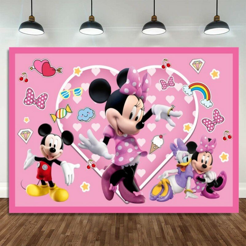 10 People Disney Minnie Mouse Party Decoration Balloons Set Minnie Banner Disposable Tableware Baby Shower Decor Birthday Gift