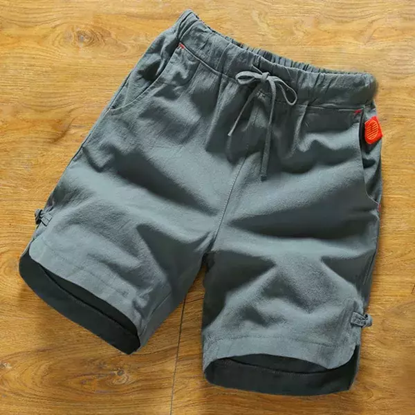 Men's Casual Drawstring Solid Short Pants Comfortable Cotton Linen Board Shorts Male Clothing Gym Running Shorts