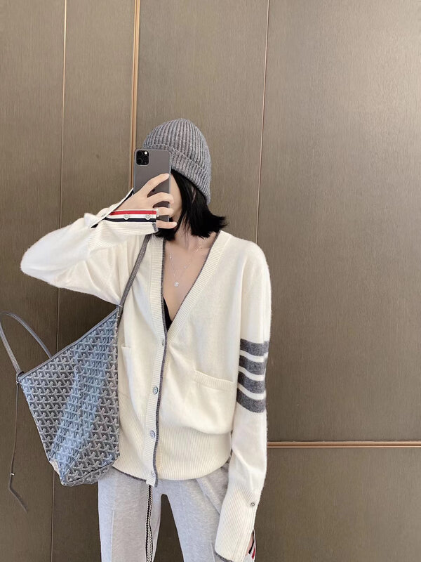 Hot Sale Long Sleeve Spring Autumn Wool Women Sweaters TB Style Brand New Women Knitted Cardigan Sweater Fashion Top
