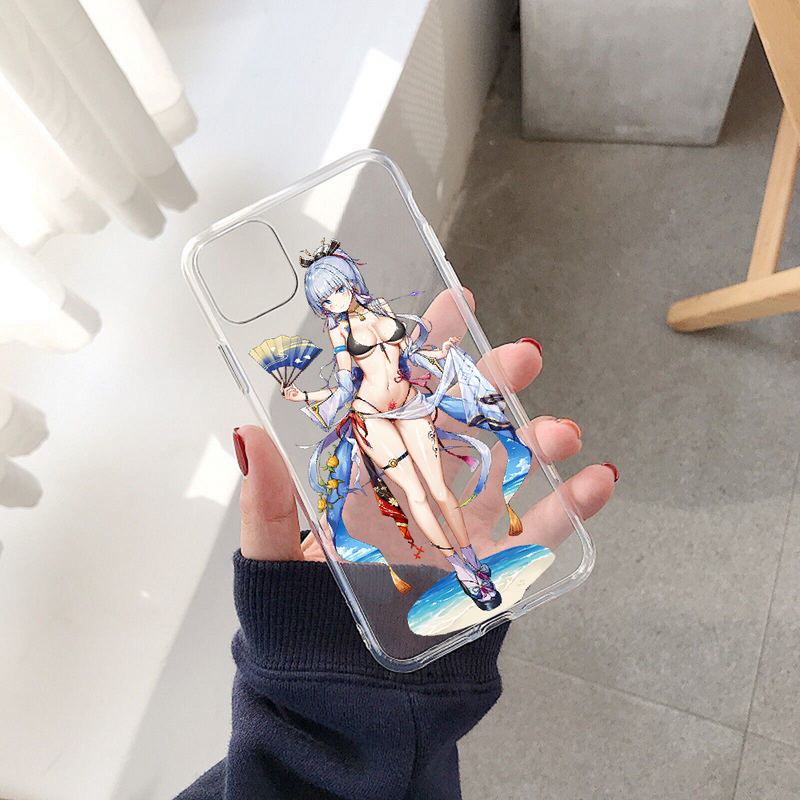 Genshin-funda de teléfono de impacto Kamisato Ayaka para Samsung Galaxy A 3 5 7 8 10 20 21 30 40 50 51 70 71 E S 2016 2018 4G transparente
