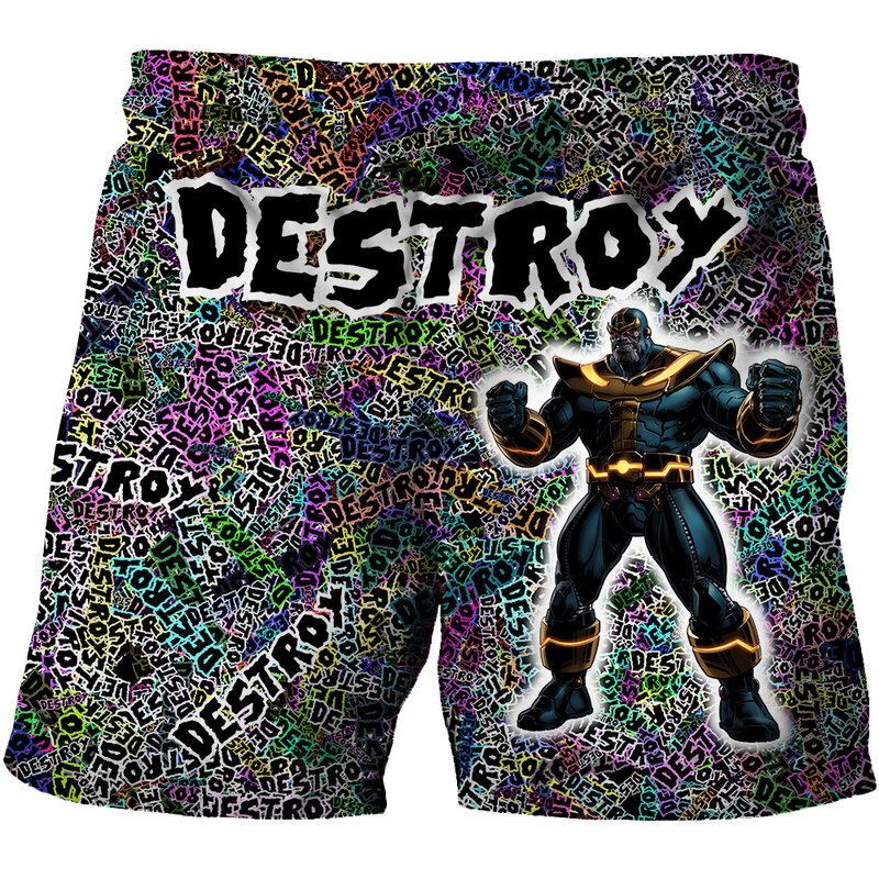 Marvel the avengers thanos impresso shorts para meninos e meninas shorts casuais tendência crianças calças verão praia shorts 3 a 14 ys criança