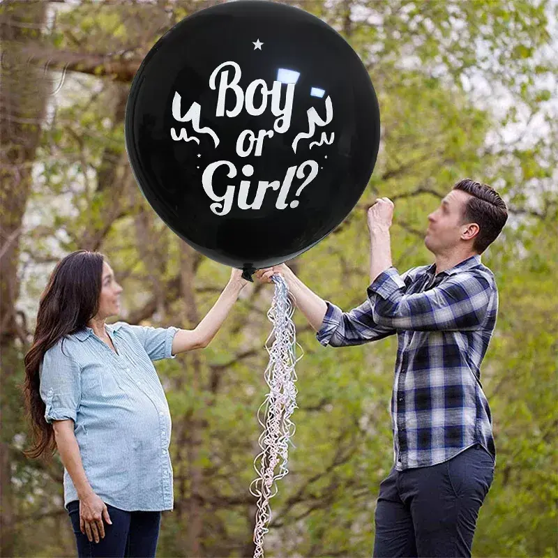 1Set 36'' Giant Boy or Girl Black Latex Balloon Blue Pink Confetti Baby Shower Globos Gender Reveal Party Decoration Supplies